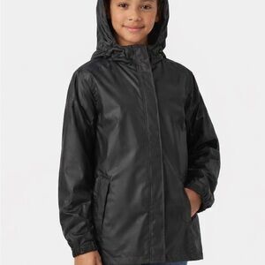 NWT Helly Hansen Kids Black Raincoat. Size 10